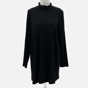 Eileen Fisher Scrunchneck/Turtleneck Long Sleeve Tunic Top in Black - Size Large